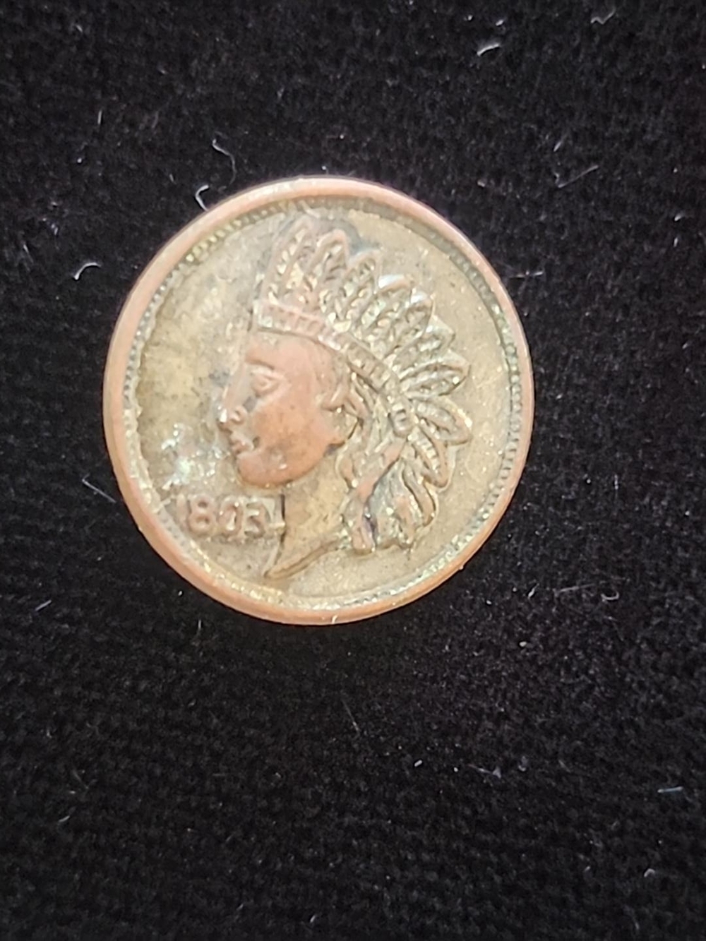 Antique 1893 Indian Head Penny Coin Button – Converted U.S. Cent – Shank Back